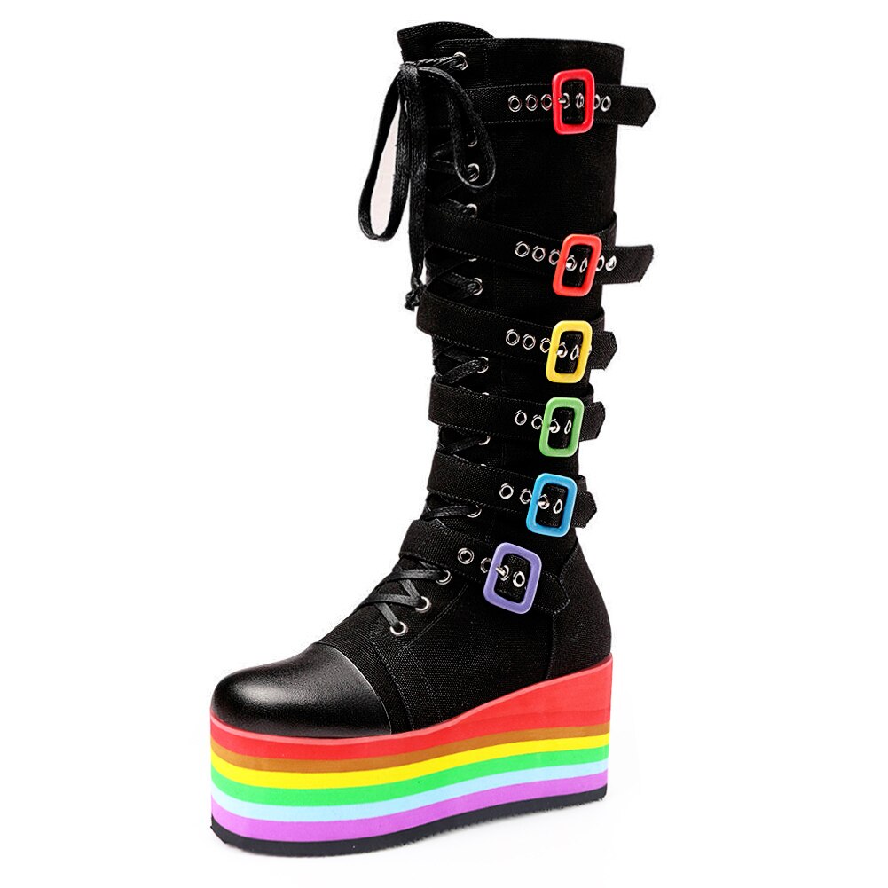 Platform shop boots rainbow