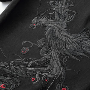 Unisex Phoenix Embroidery Chinese Style T-shirt