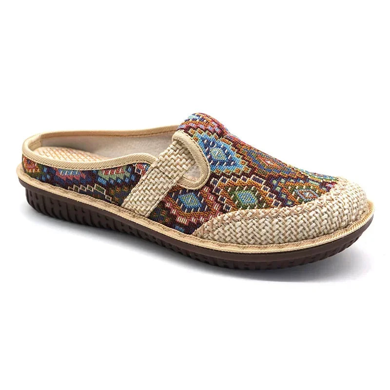 Women Embroidered Linen Outdoor Casual Slippers