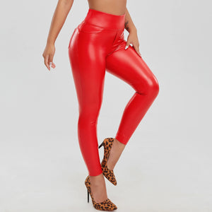 Women Stretch Slim Sport Leather Legging