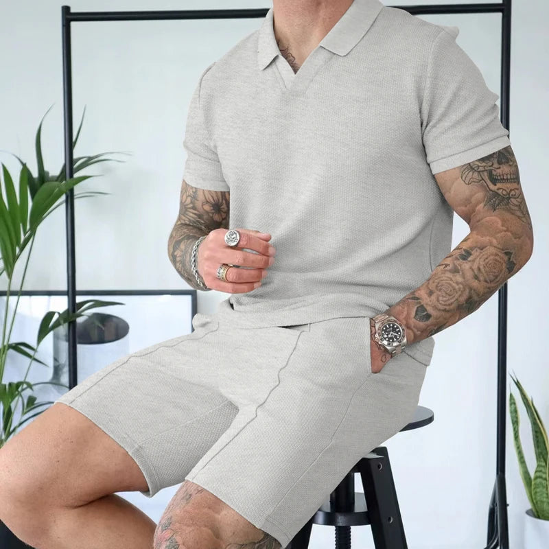 Men Casual Summer Shorts T-shirt 2 Piece Set