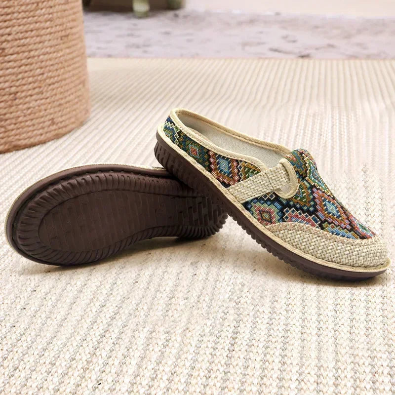 Women Embroidered Linen Outdoor Casual Slippers