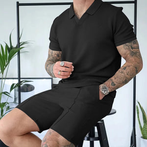 Men Casual Summer Shorts T-shirt 2 Piece Set