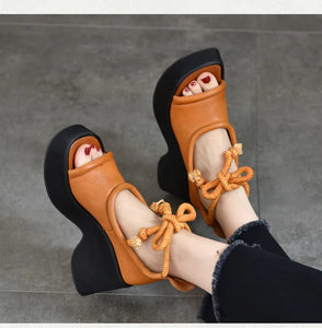 Women Genuine Leather Ankle Strap Sandals