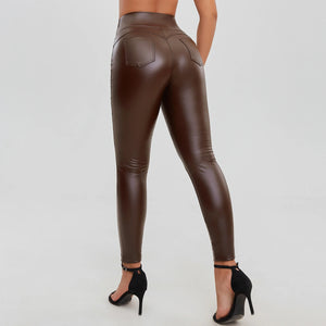 Women Stretch Slim Sport Leather Legging