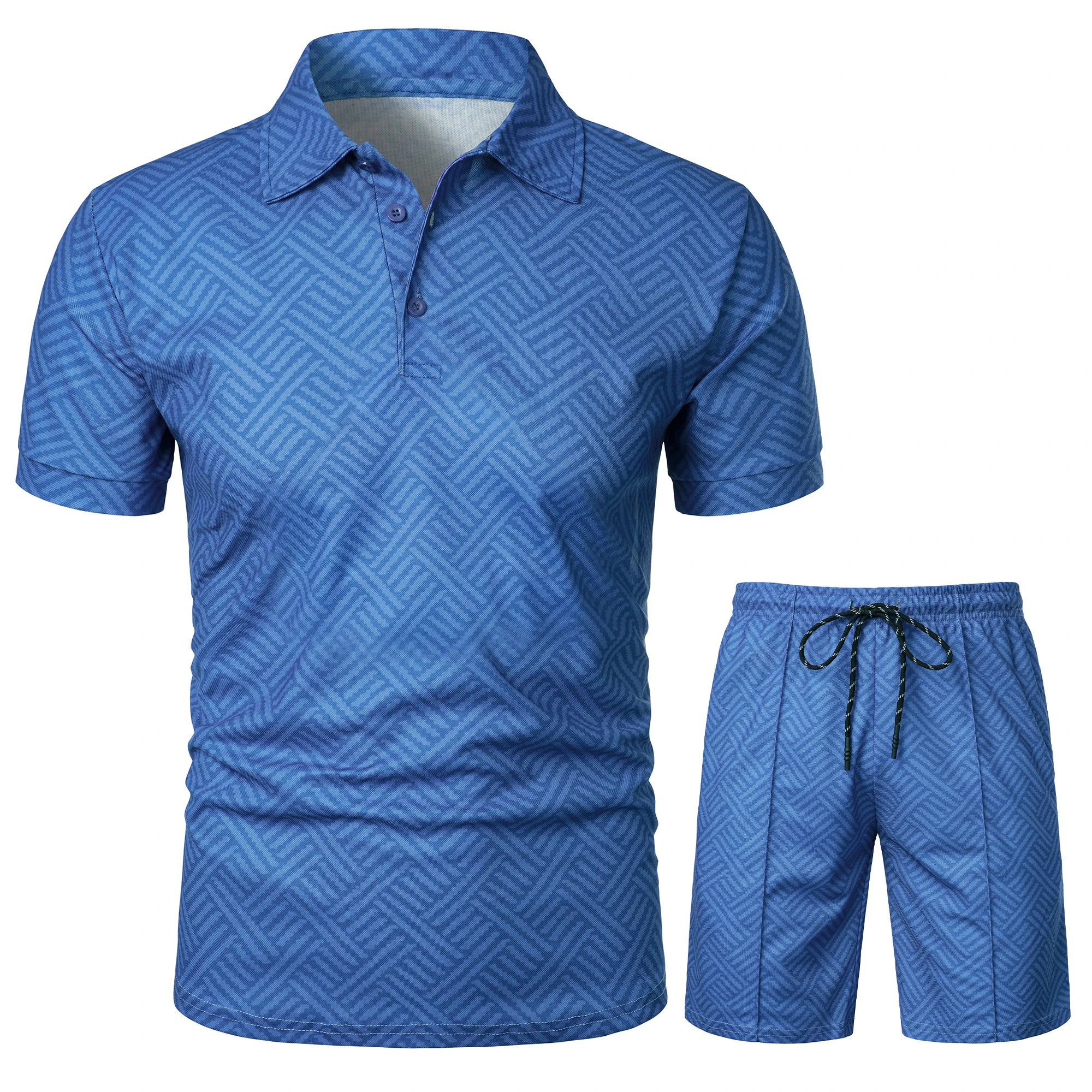 Men Summer Polo Shirt Lapel Casual Set