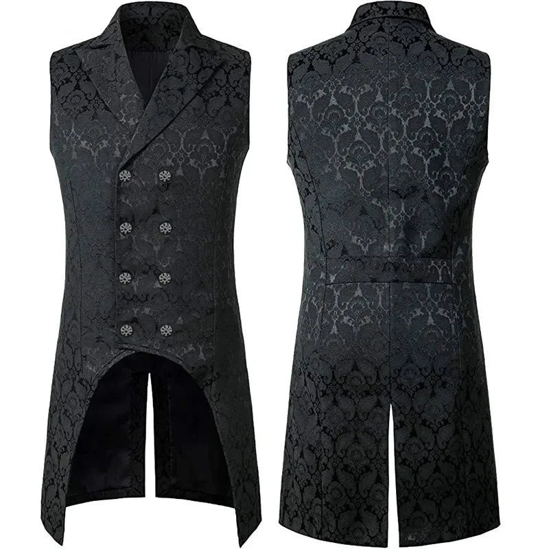 Men Gothic Medieval Waist Jacquard Jacket