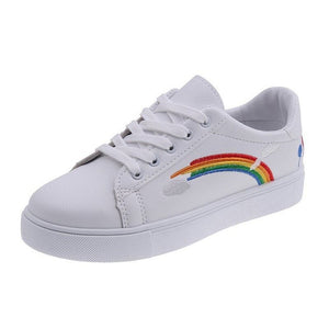 Women Embroidery Rainbow Breathable Platform Casual Shoes