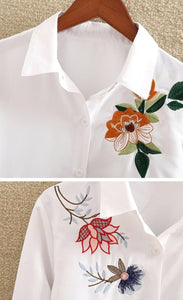 Women Embroidery Bohemian Long Sleeve Shirt