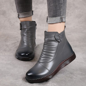 Women Genuine Leather Ankle Casual Boots