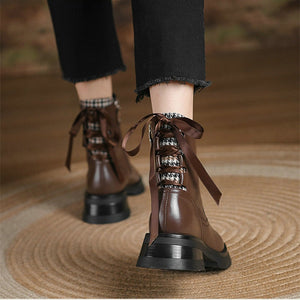 Women Round Toe Low Square Heel Ankle Chelsea Boots