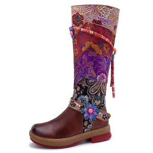 Women Retro Bohemian Genuine Leather Vintage Boots