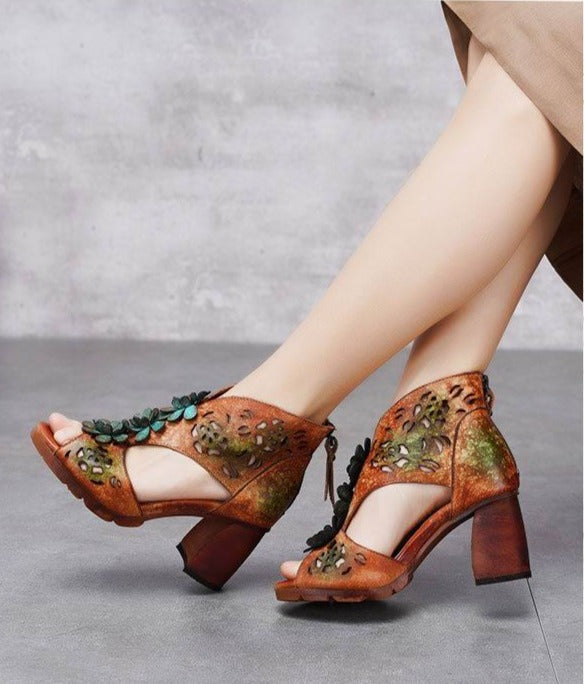 Women Retro Handmade Genuine Leather Sandals