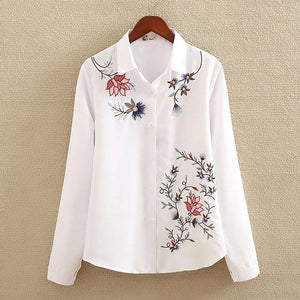 Women Embroidery Bohemian Long Sleeve Shirt