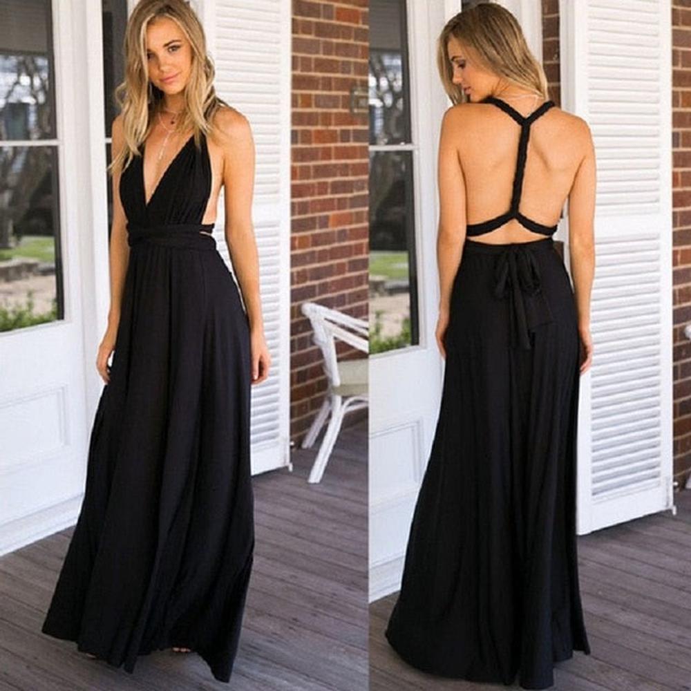 Women Multiway Wrap Convertible Maxi Long Dress