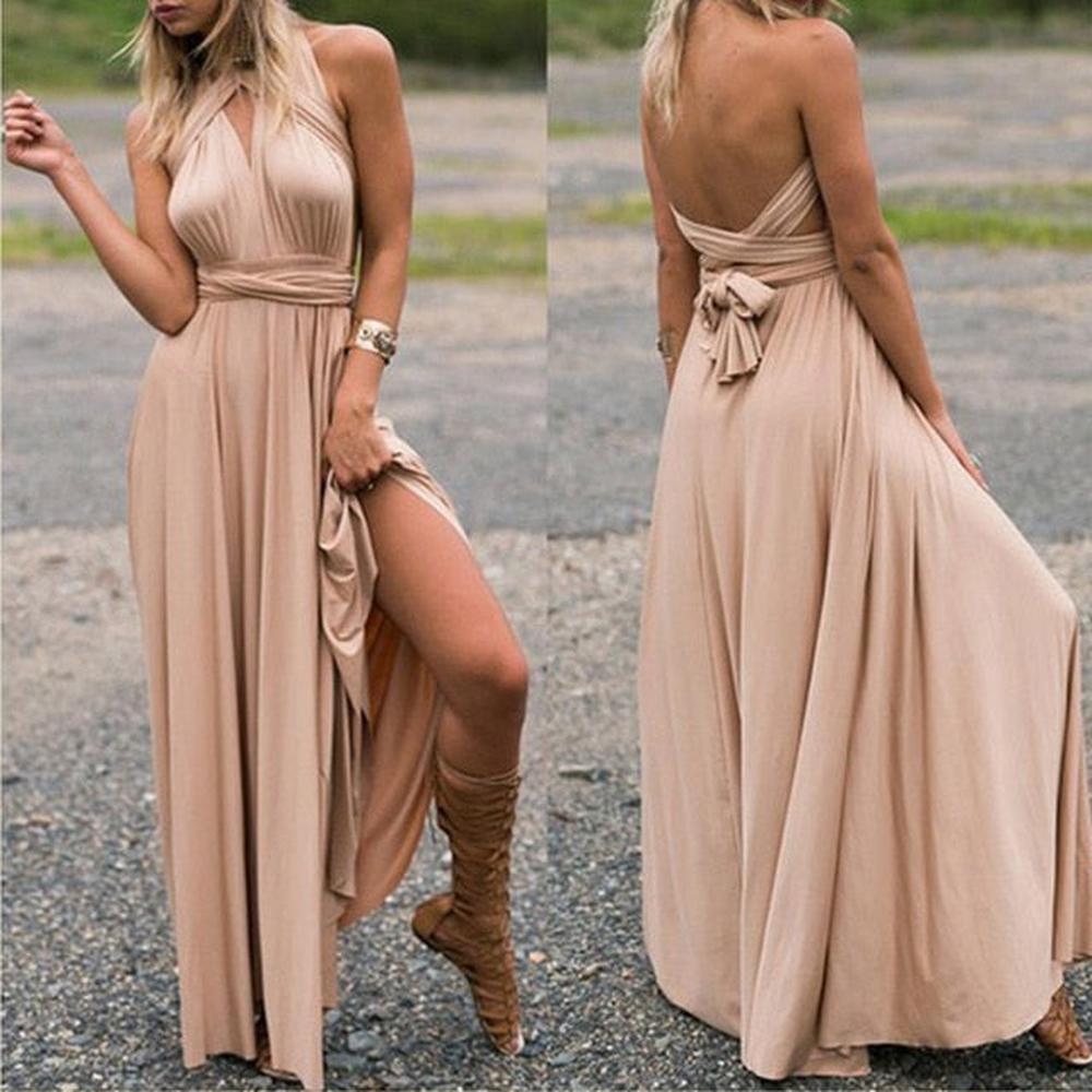 Women Multiway Wrap Convertible Maxi Long Dress