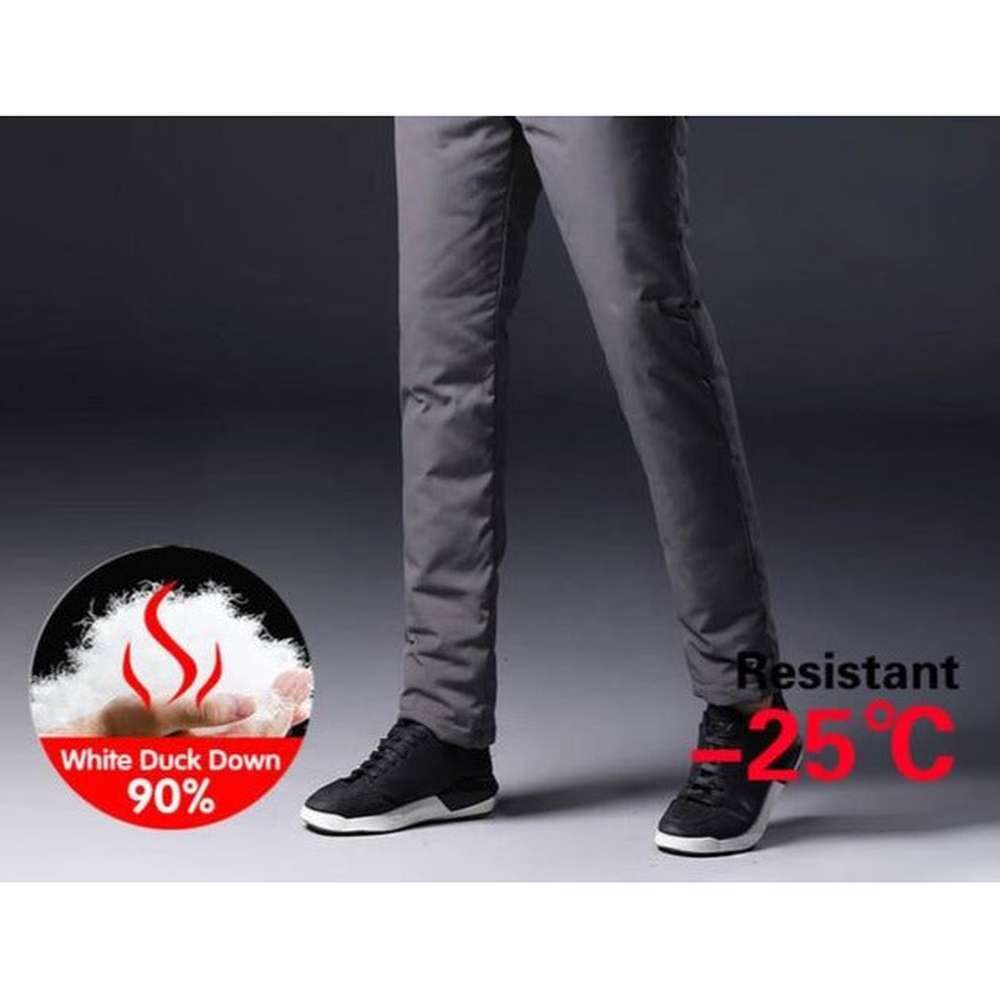 Men Winter Pants Duck Down Outdoor Sports Camping Pants Thermal Down Trousers