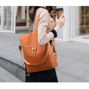 Women PU Leather Backpacks Vintage Solid Shoulder Bags